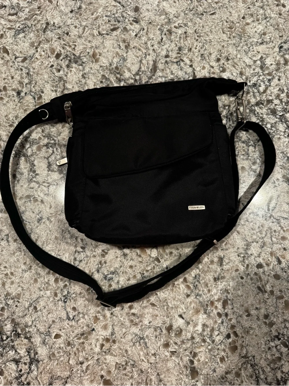 Travelon Black Crossbody Messenger mid size Bag